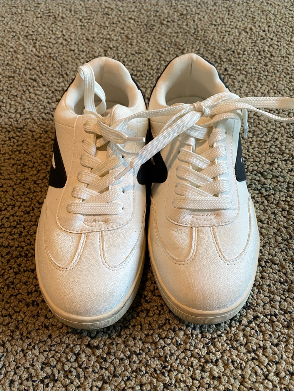 Dolce Vita White and Black Lace-Up Sneakers